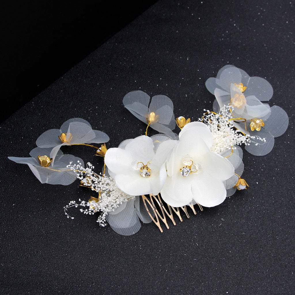Wedding Dress With White  Comb And Hair Accessory Set
