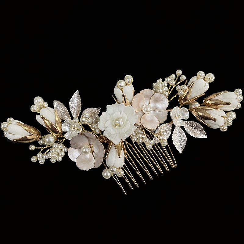 Wedding Bride Pastoral Ceramic Flower Headwear Comb Accessories