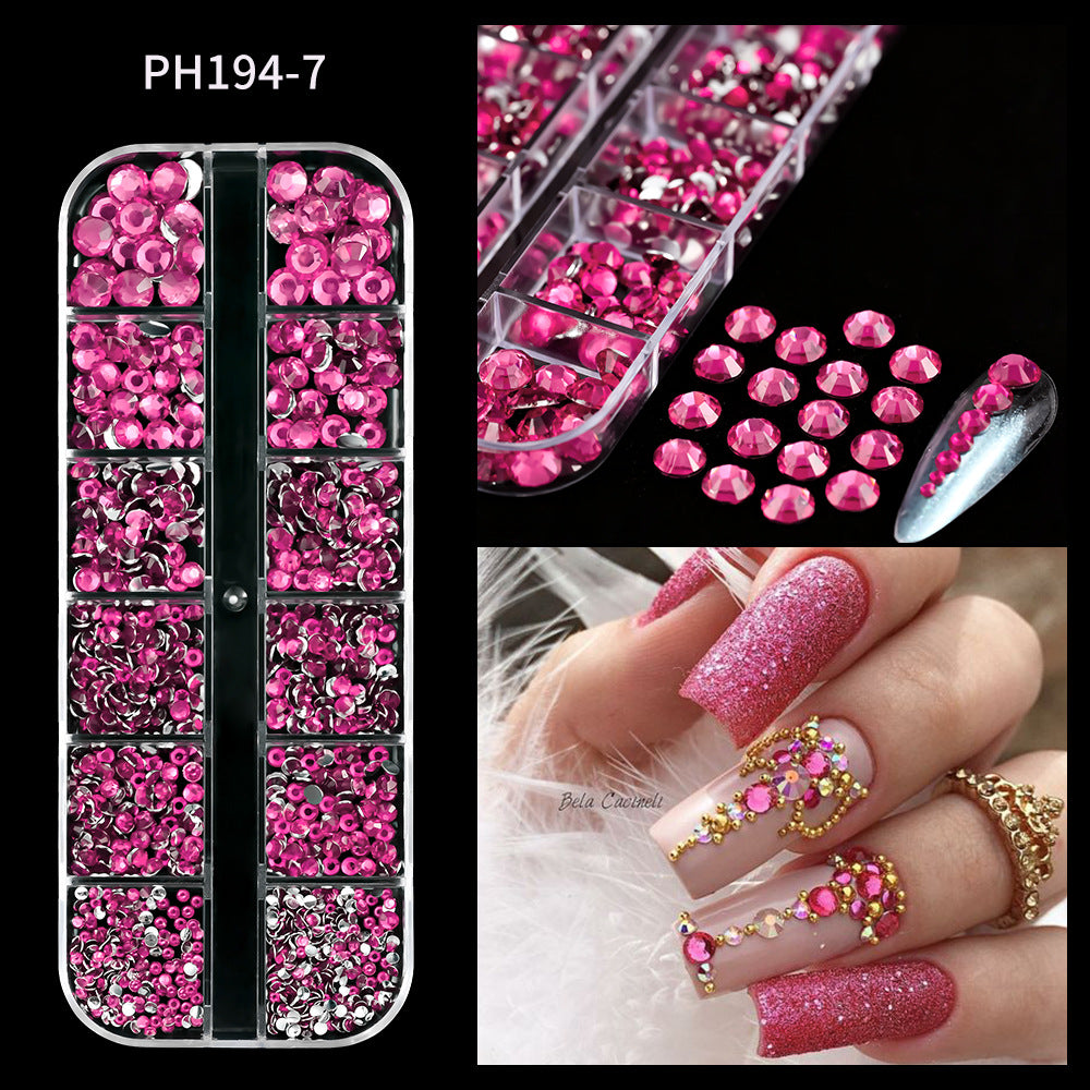 Plaid Nail Beauty Flat Bottom Rhinestone