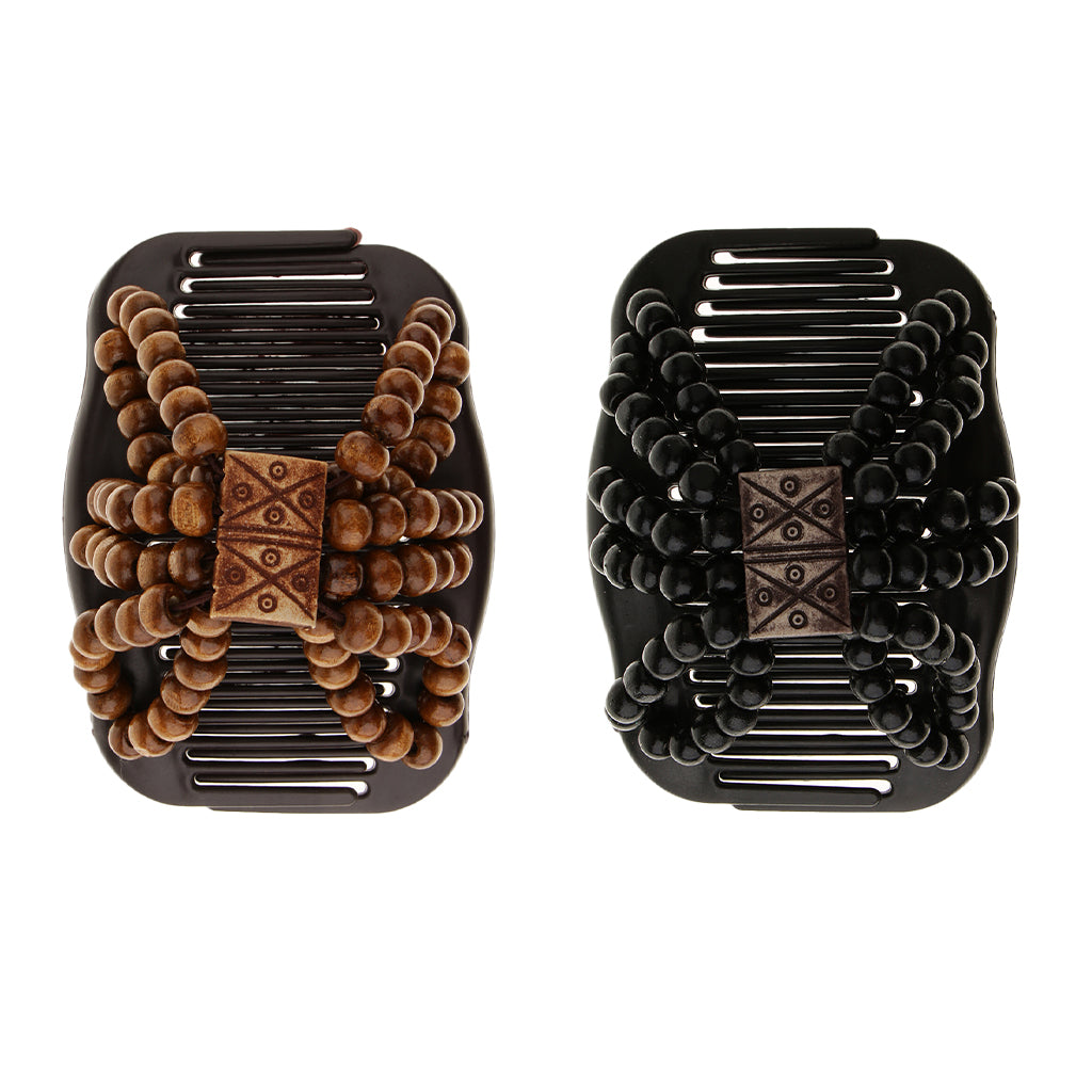 Faux wood double row hair comb