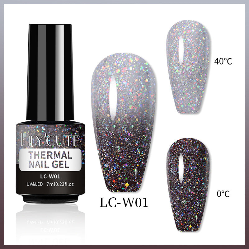 Lilycute Temperature Change Glitter UV Polish Three-section Color Change
