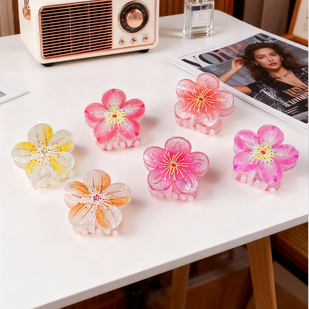Sweet Plum Blossom Fairy Style Floral Updo Shark Clip All Match Women Hair Clip