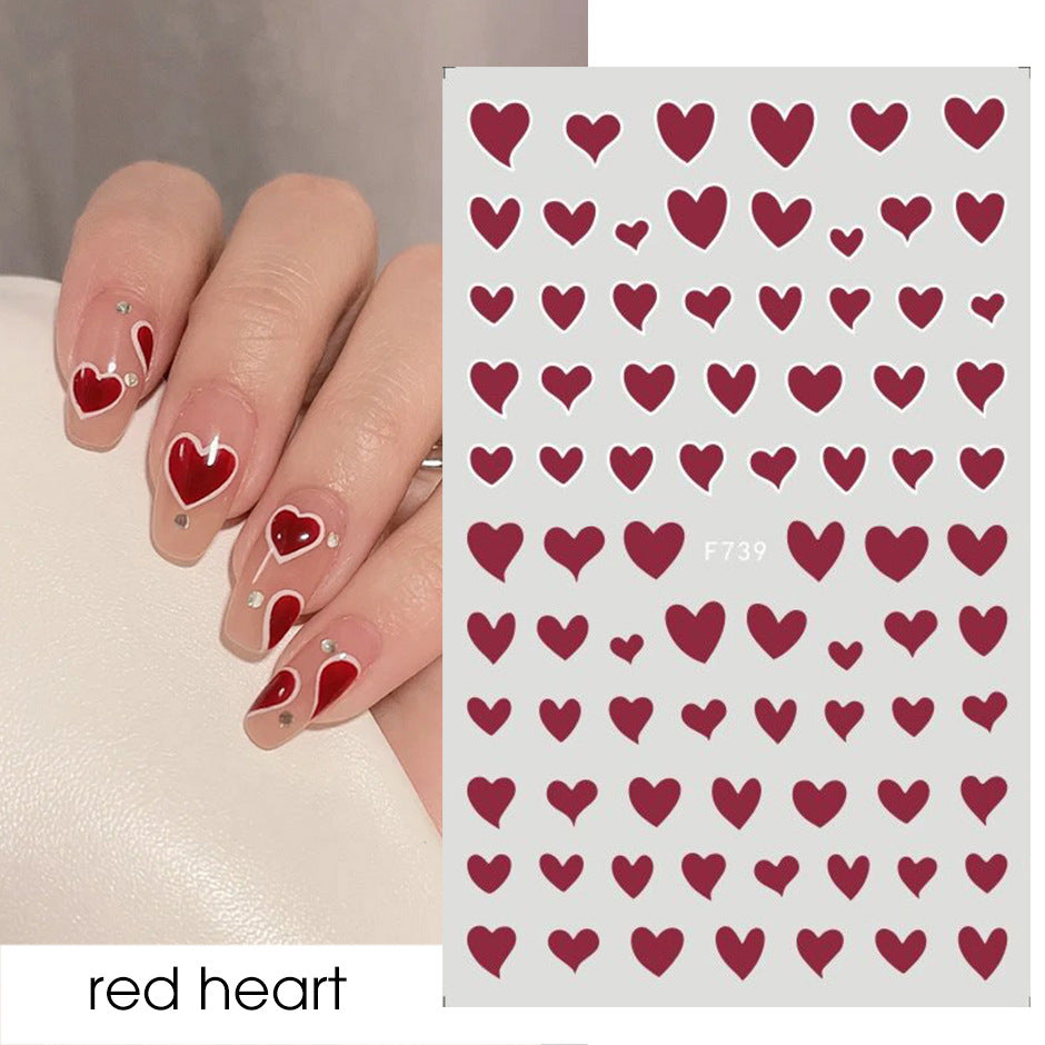 Cross-border Douyin Online Influencer Nail Stickers Cartoon Animation Couple Love Series Nail DIY Adhesive Decals Nail