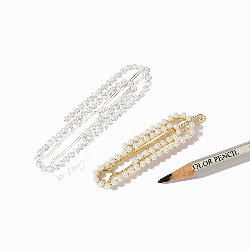 Girl hairpin with imitation pearl hairpin