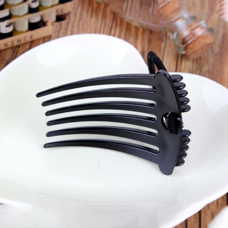 Retro Fluffy Hair Comb With Rubber Band Ponytail