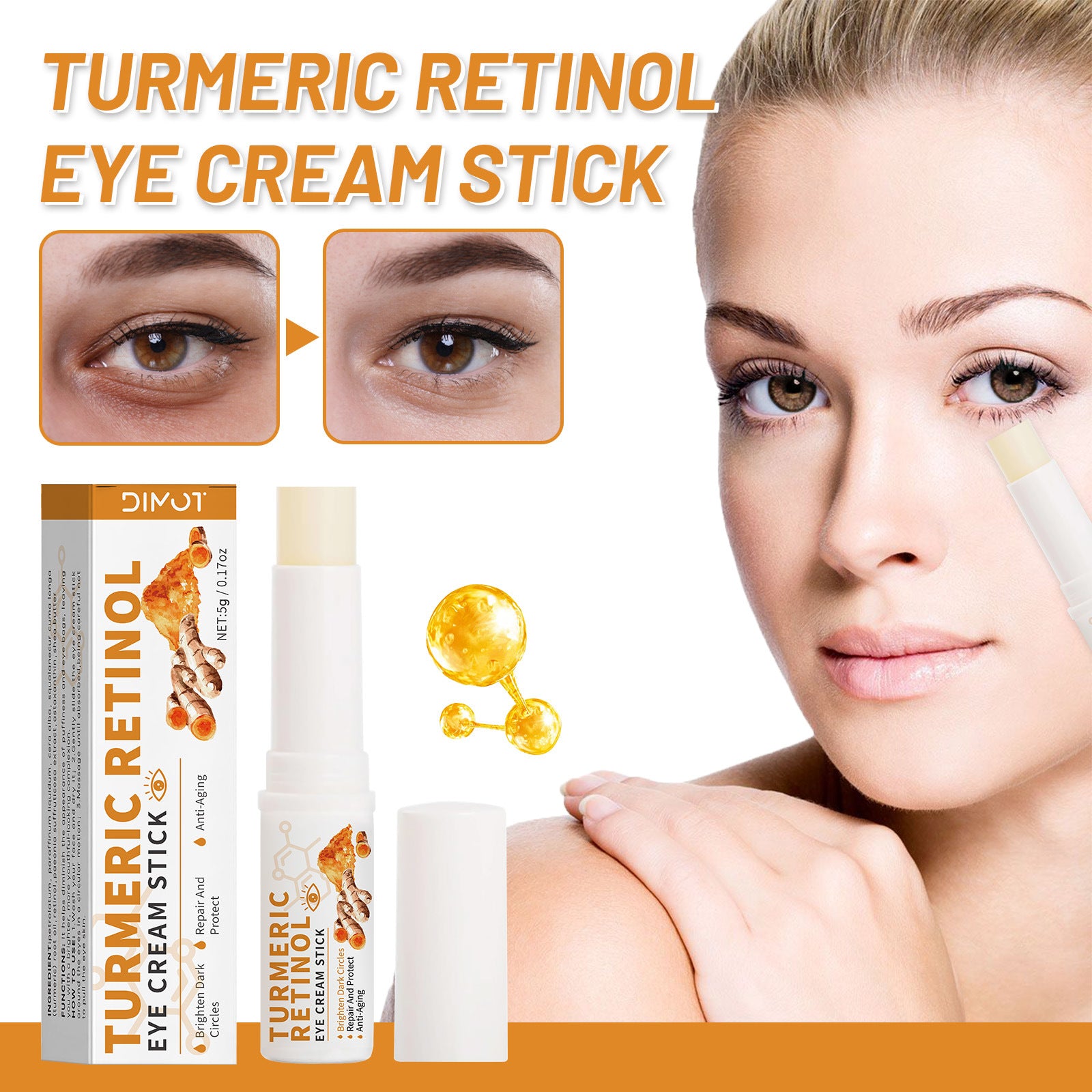 Fade Dark Circles Turmeric Eye Cream Stick 5g