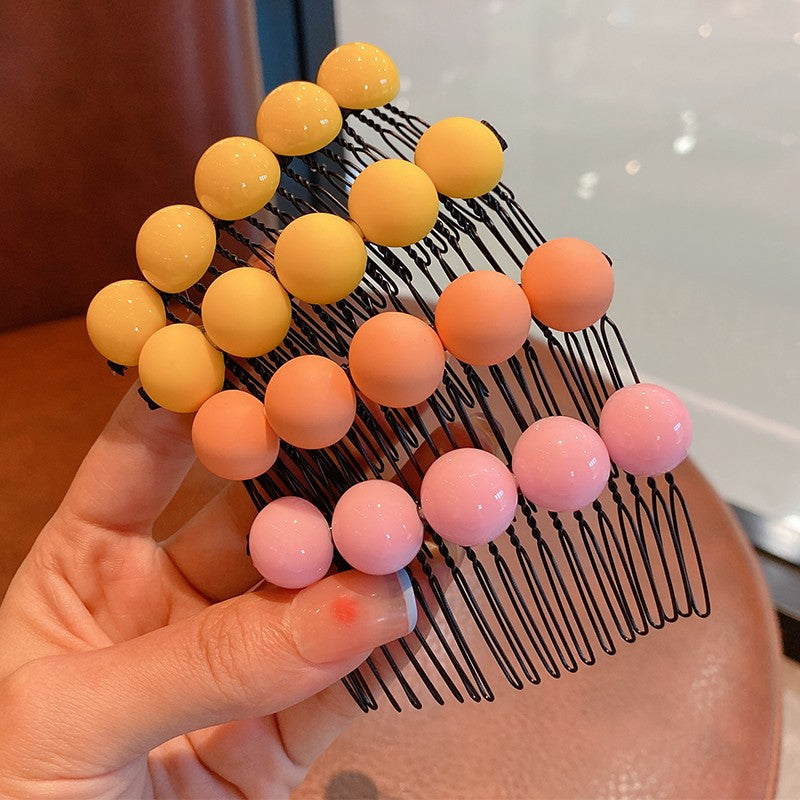 Summer Women's Candy Color Round Bean Hair Comb Organizer