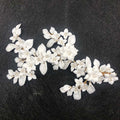 White Ceramic Flower Golden Hair Comb