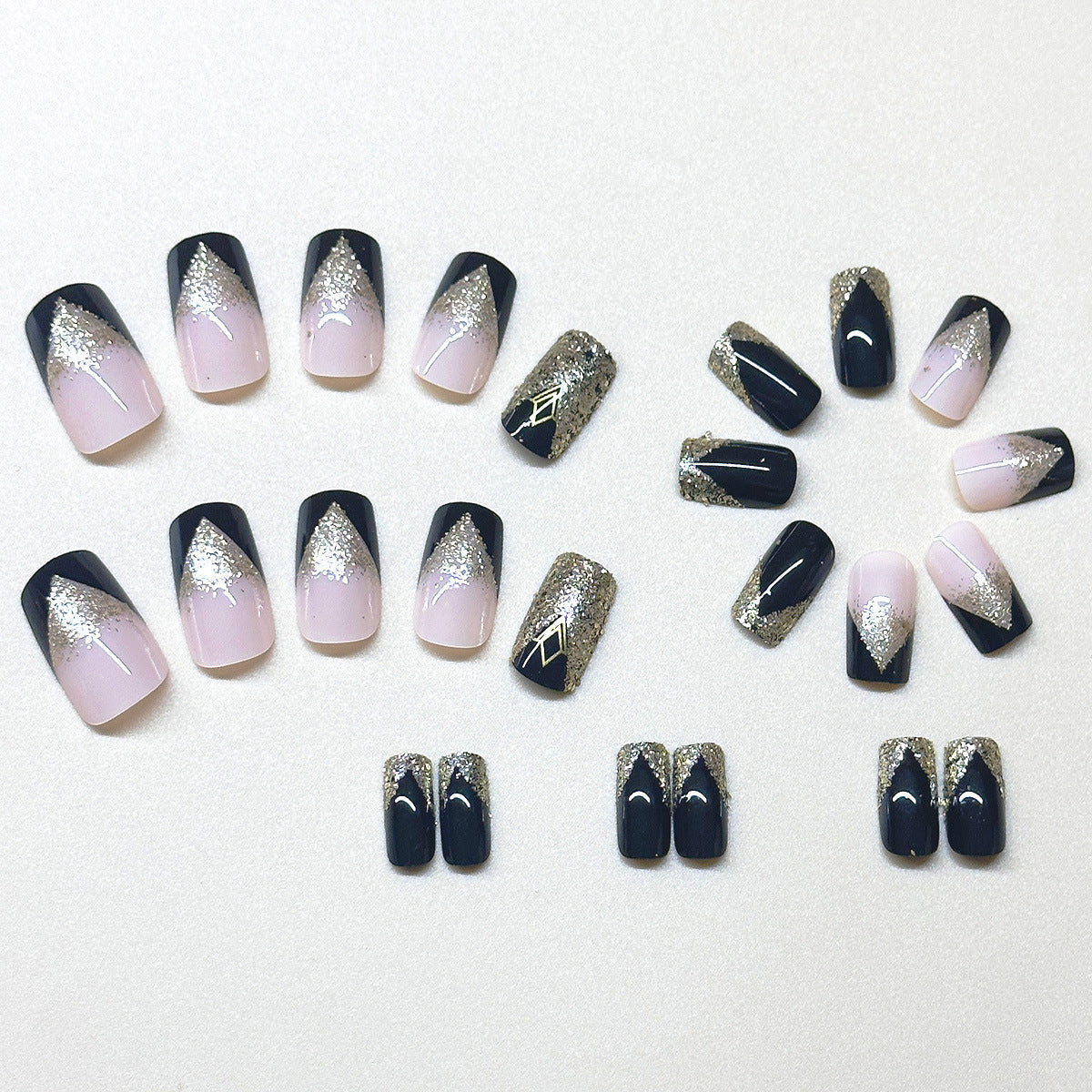 Black Gold Sweet Cool Mid-length Removable Fake Nail Tip