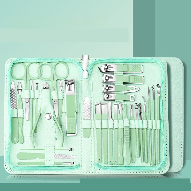Full Set Of Nail Clippers Suit 30-piece Stainless Steel Nail Scissors Nail Clippers Cuticle Nipper Fingernail Maintenance Kit Suit