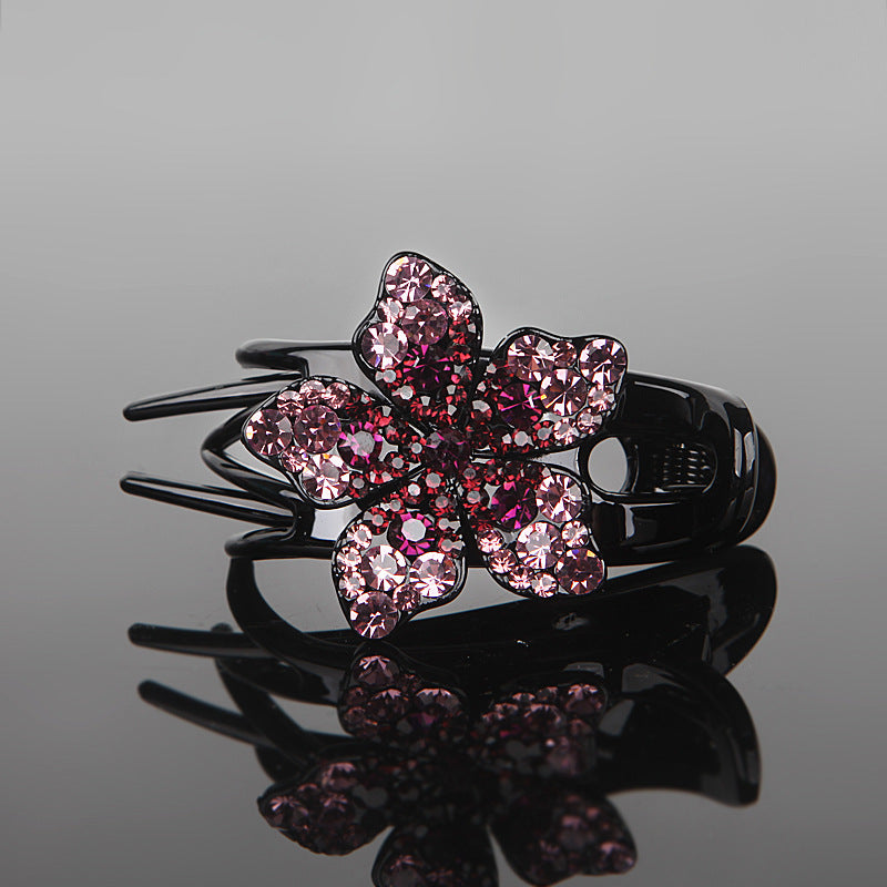 Barrettes Back Head Three-jaw Clamps Rhinestone Flower