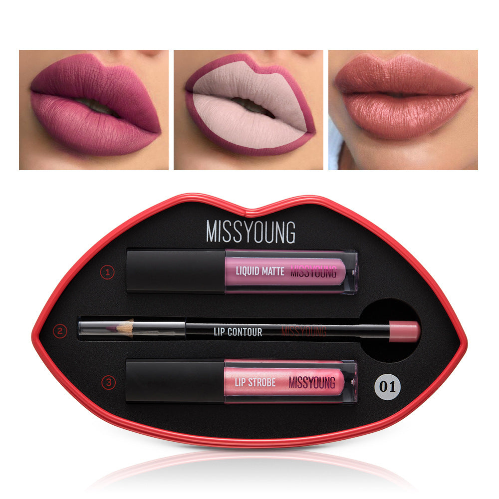 Women's Matte Pearly Lip Gloss Lipstick Pen Set