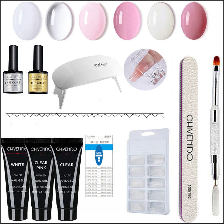 Chivemido Nail Crystal Extension Gel Nail Art UV Transparent Solid Extension Gel 14 Piece Set