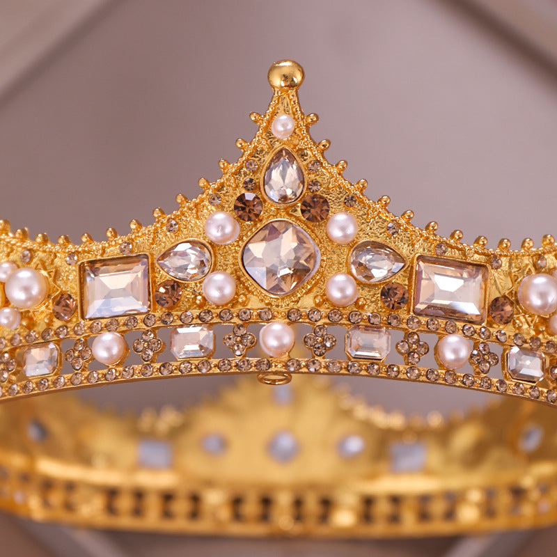 Women's Full Circle Rhinestone Pearl Crown Headband