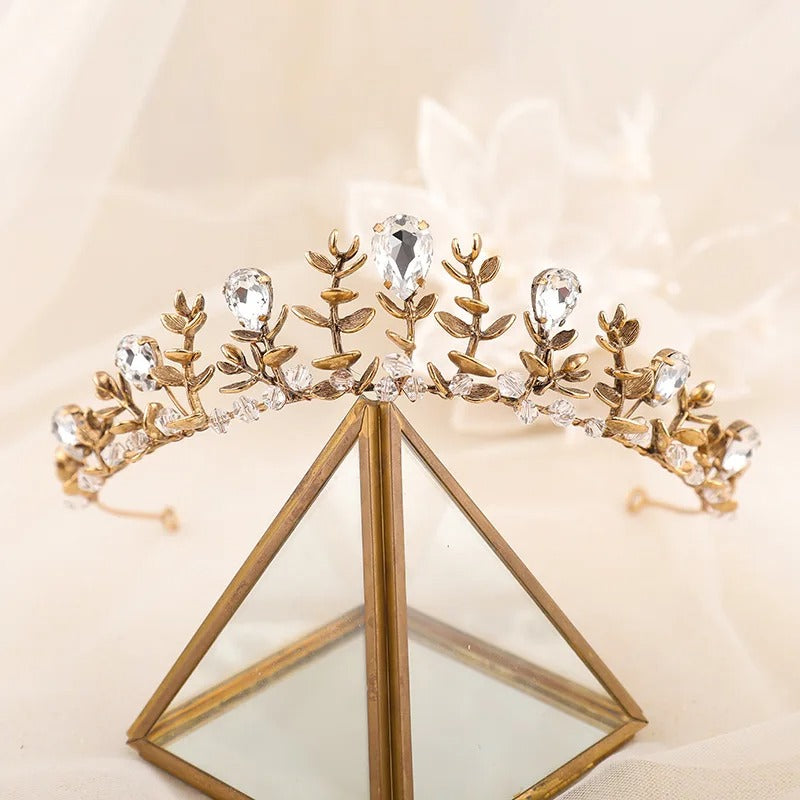 Vintage Alloy Rhinestone Crystal Bridal Headdress Crown