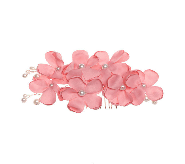 Flower cloth pearl hair comb
