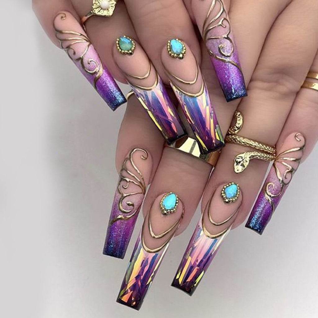 European And American Wear Nail Shining Purple Jewelry Wear Nail Piece
