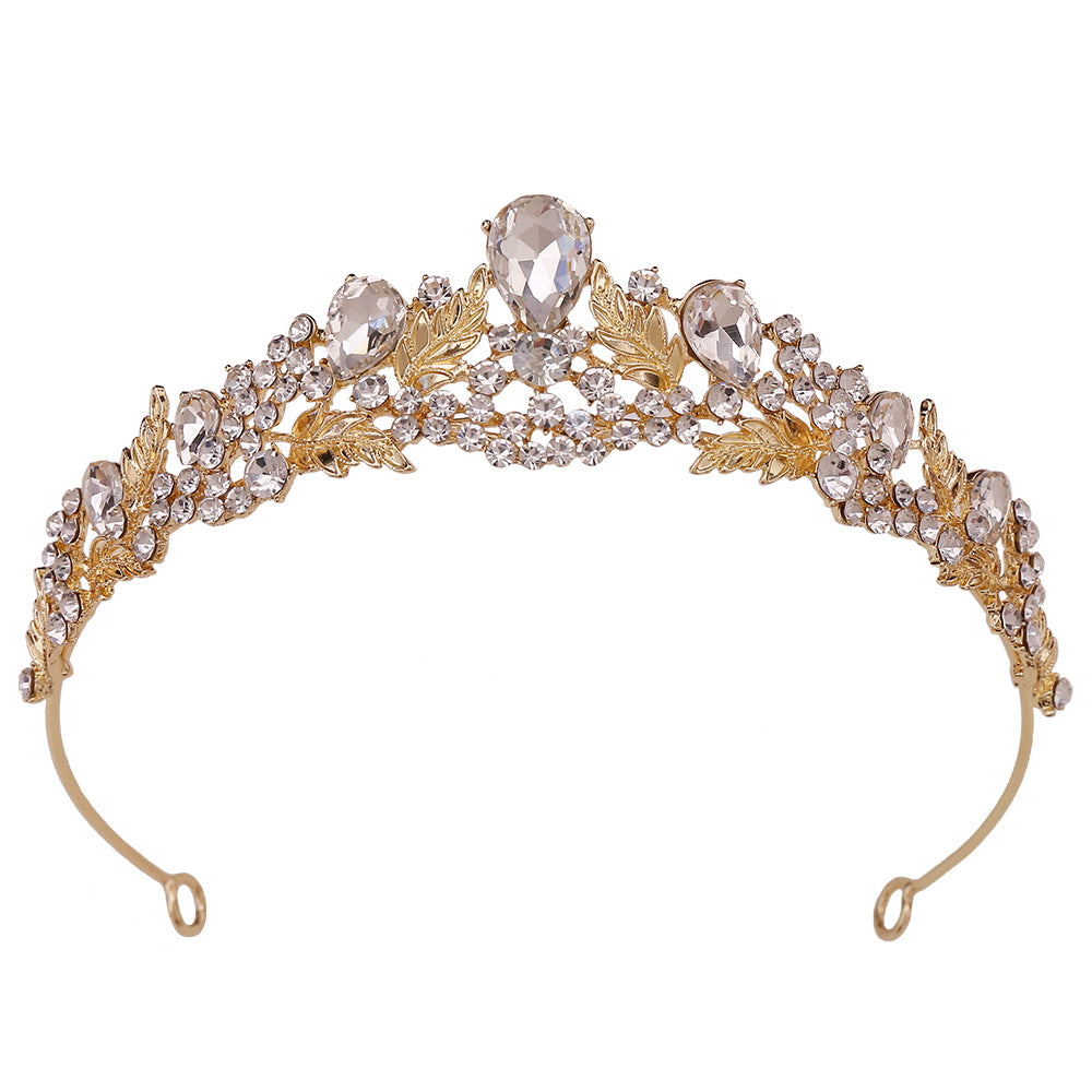 Bridal Headdress Alloy Rhinestone Leaves Small Crown