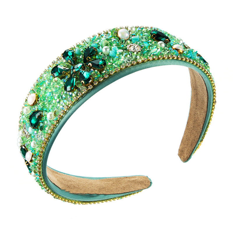 Diamond Resin Flower Cloth Wide Brim Headband