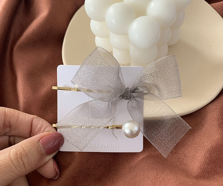 Simple bowknot pearl hair ornaments