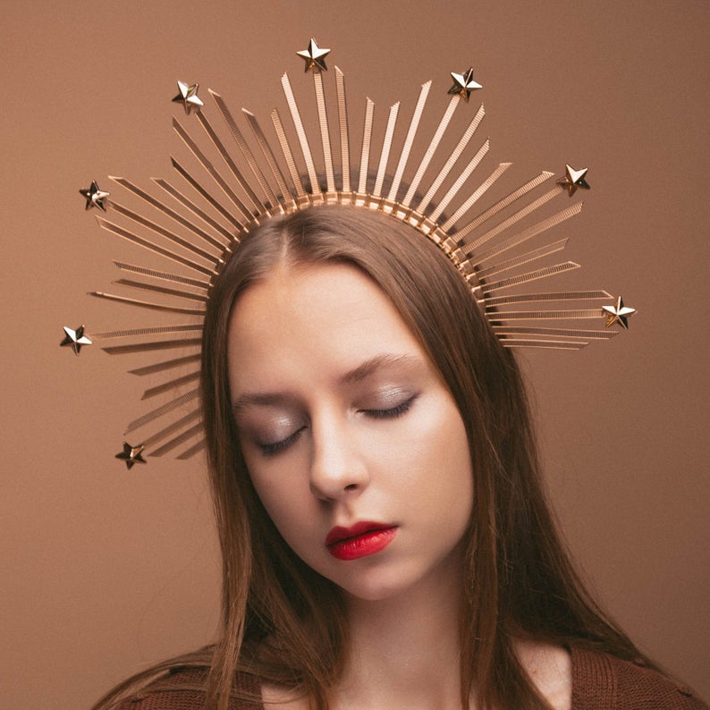 New Virgin Halo Gold Ladies Hairpin Headband Crown