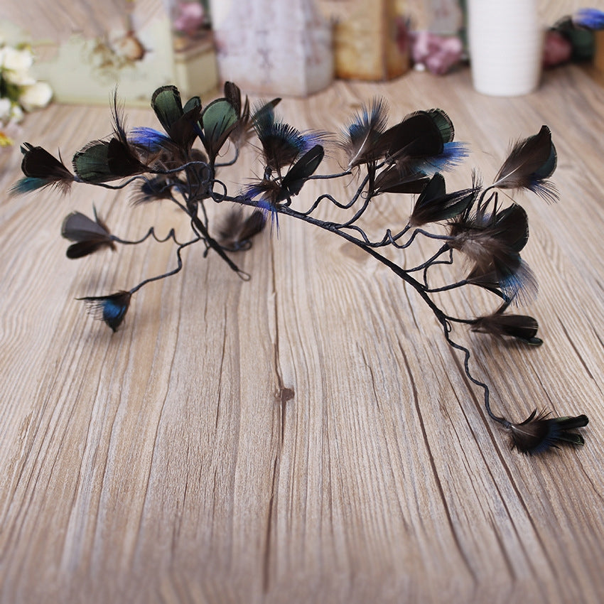 Baroque feather headdress bridal side clip