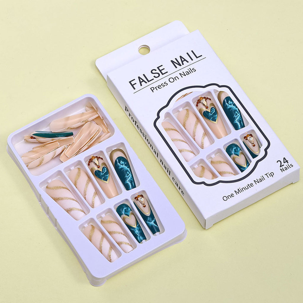 Green Blooming Love Tip Manicure Wear Nail Patch