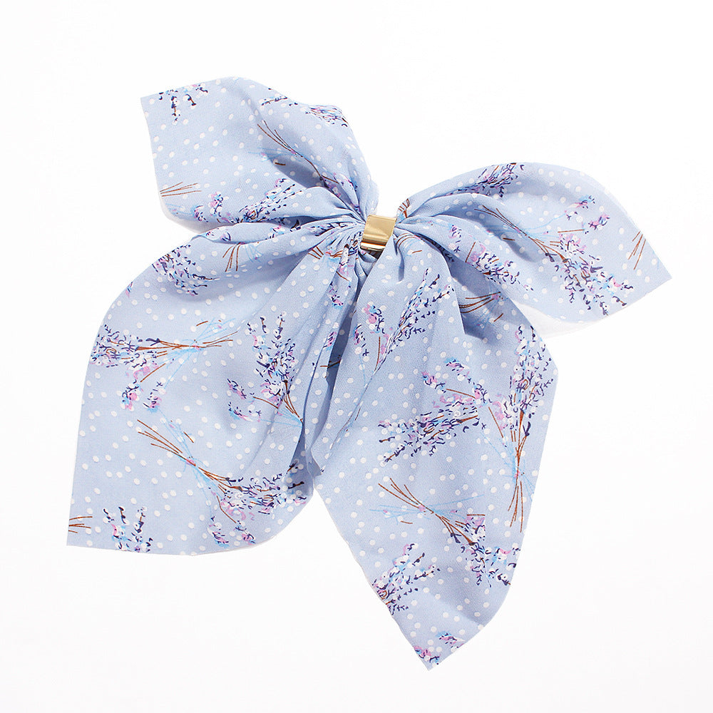 Floral Chiffon Big Bow Hairpin