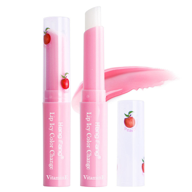Peach color changing lip balm