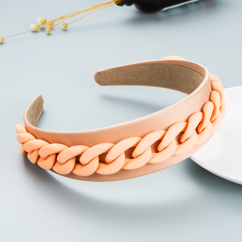 Ladies Wide Brim Colorful Chain Macaron Headband
