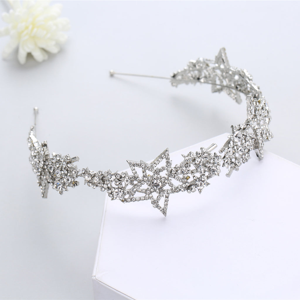 Bride Wedding Hair Accessories Five-pointed Star Alloy Diamond-laid Headband