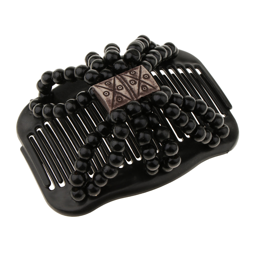 Faux wood double row hair comb
