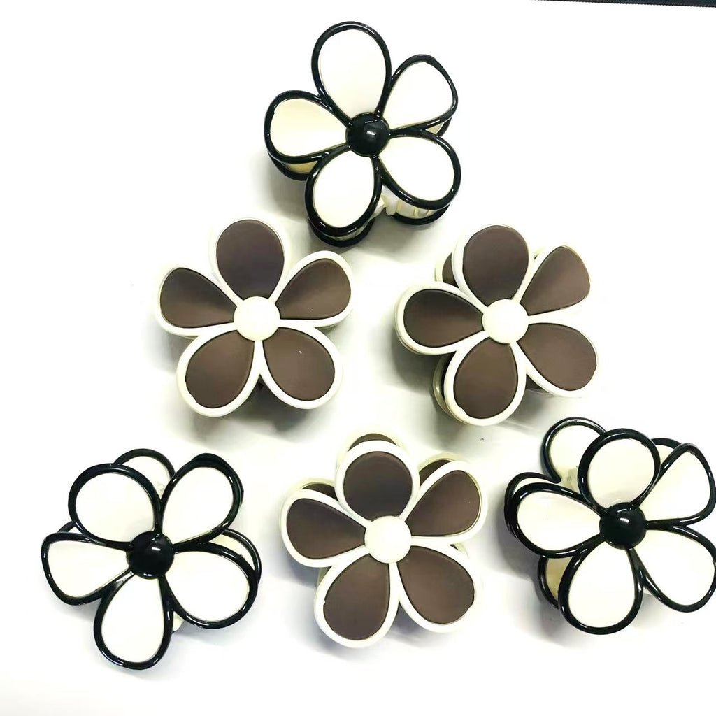 Medium-sized Bicolor Flower Hair Clip With A Baked Finish