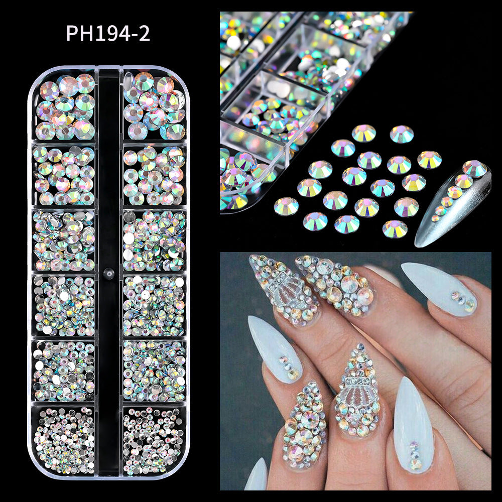 Plaid Nail Beauty Flat Bottom Rhinestone
