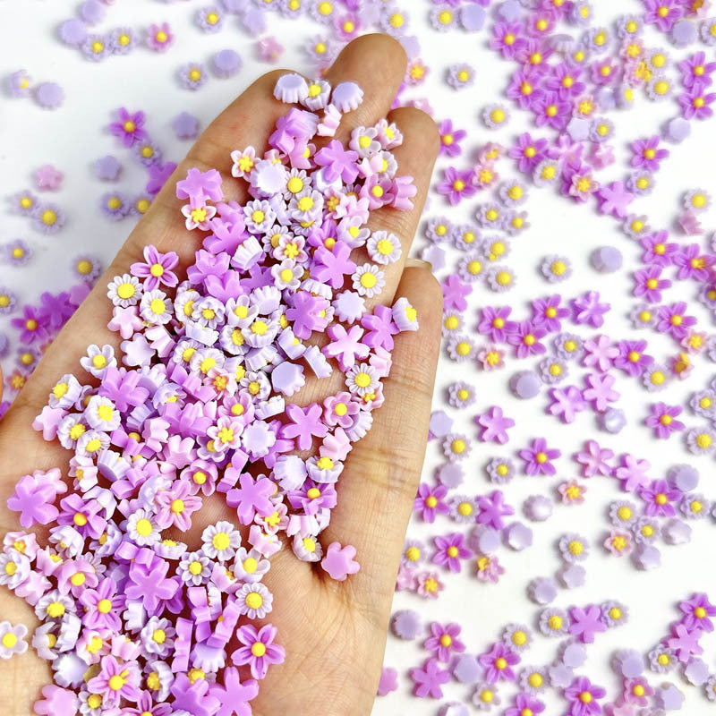 Resin Color Five Petal Flower Nail Jewelry