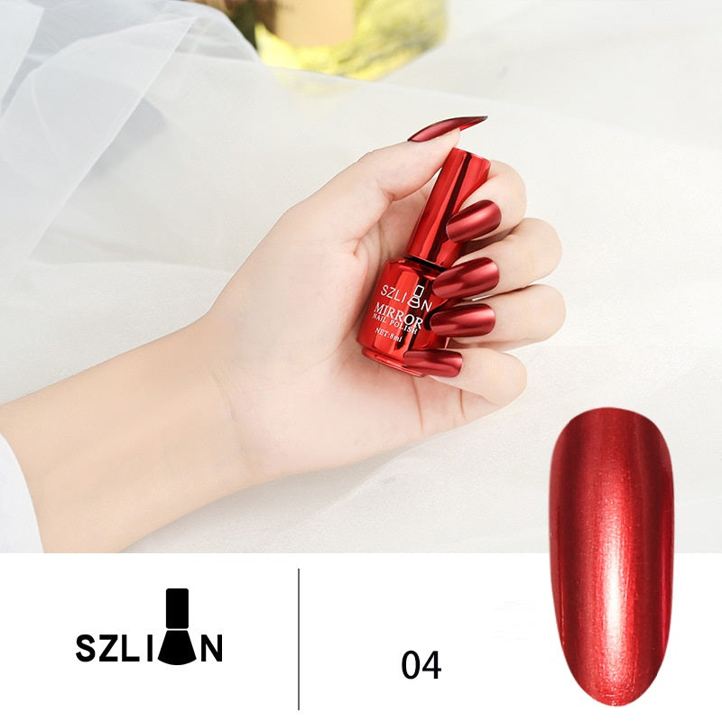 SZLIAN Metallic Silver Lasting Non-Peelable Mirror Nail Polish
