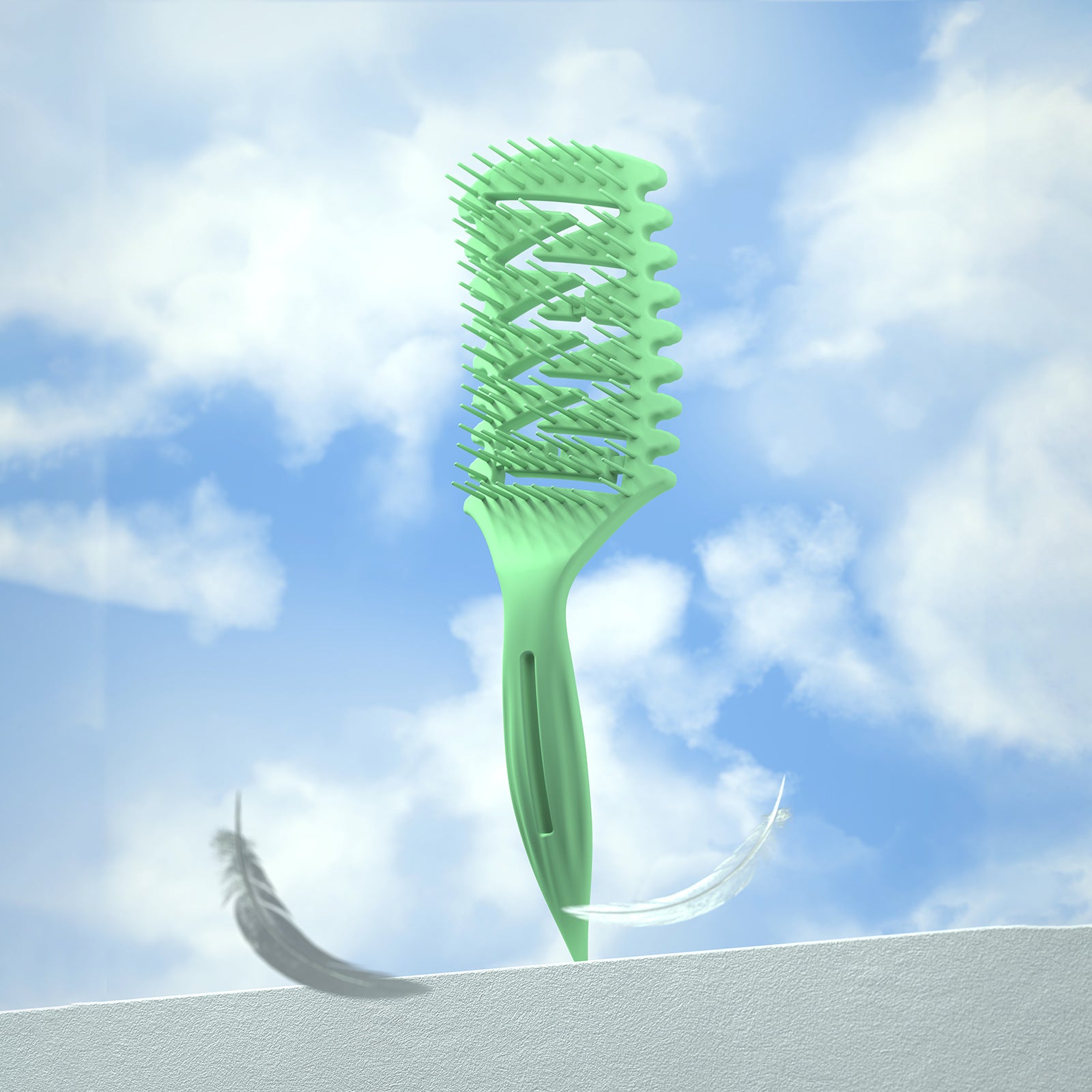 Long Handle Hollow Head Massage And Hairdressing Comb