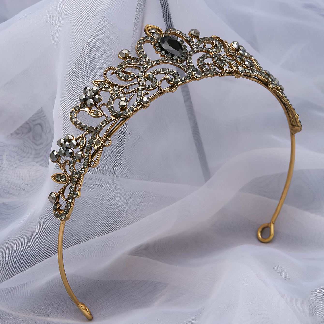 Electroplated Alloy Women's Semicircle Crown With Diamond