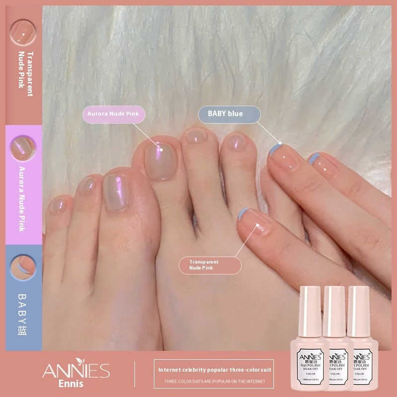 Annies Ennis Women's Three-color New Ice Jelly Nude Color Gel Nail Polish Suit
