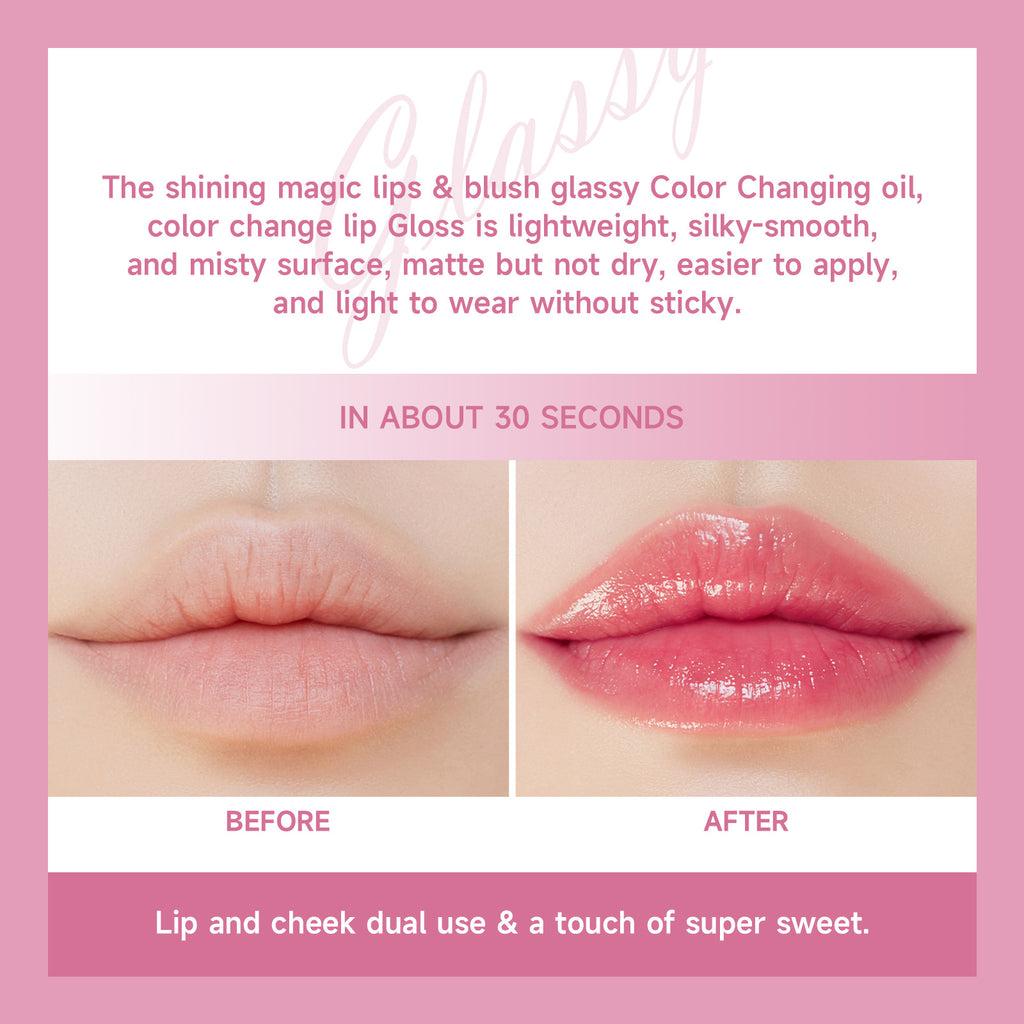 Derol Nude Makeup Rouge High Gloss Transparent Color-changing Blush