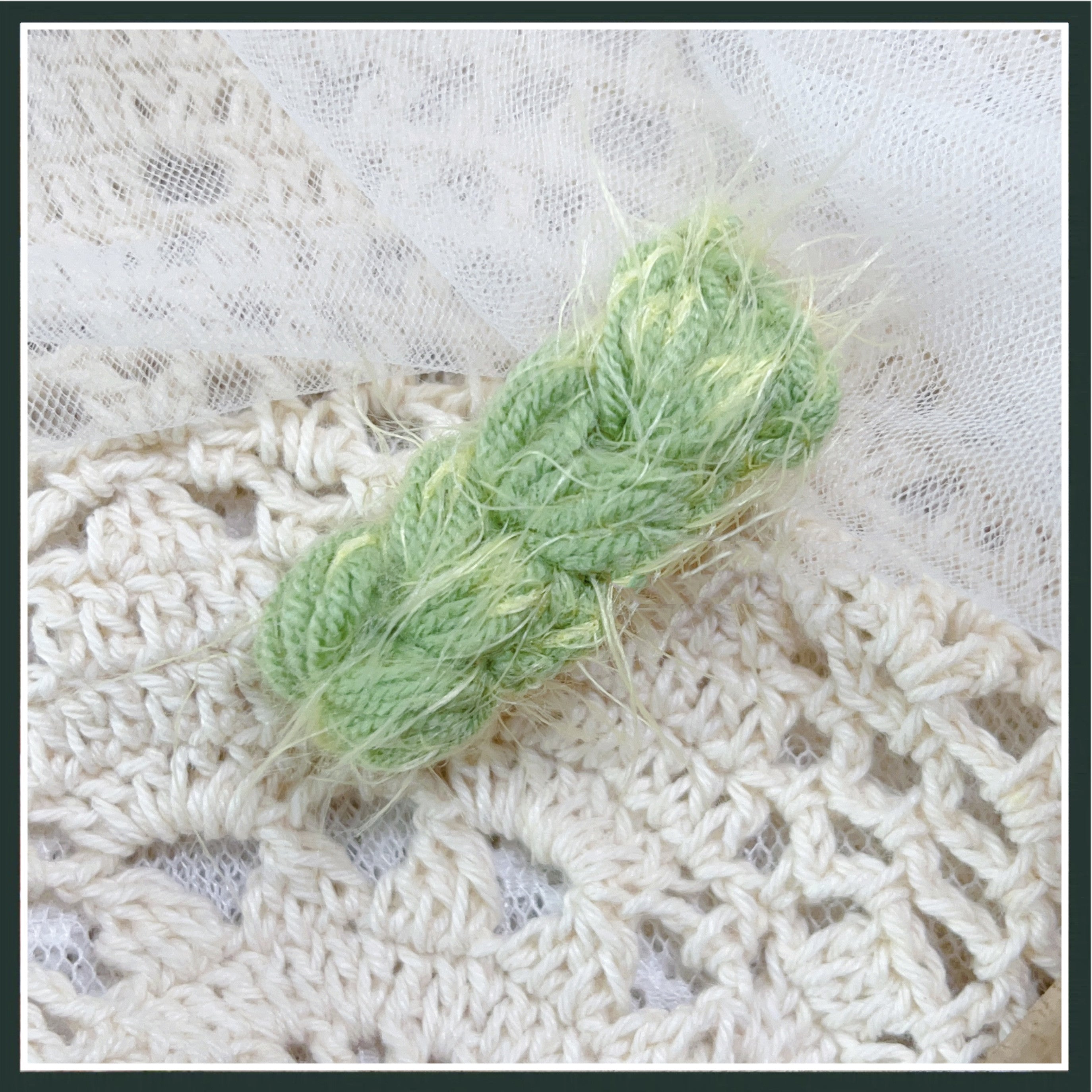 Hand Crocheted Yarn Weaving Vintage Embroidery Barrette
