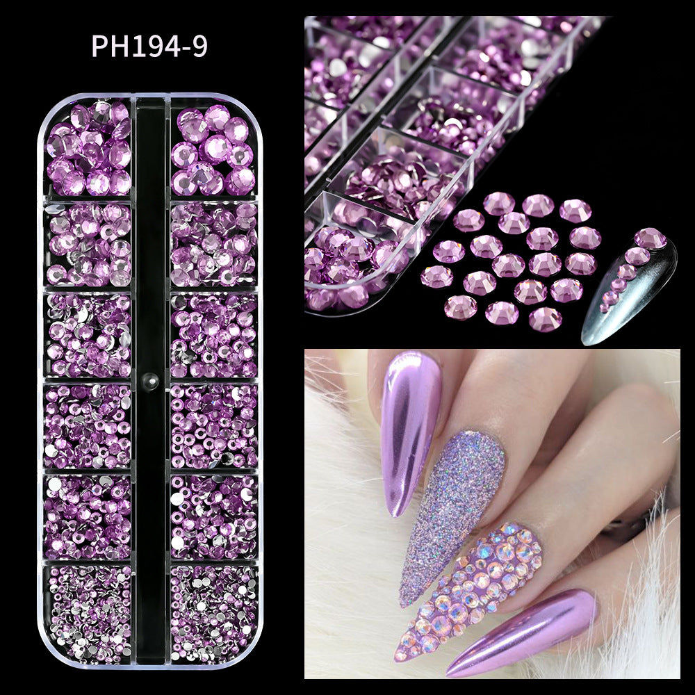 Plaid Nail Beauty Flat Bottom Rhinestone