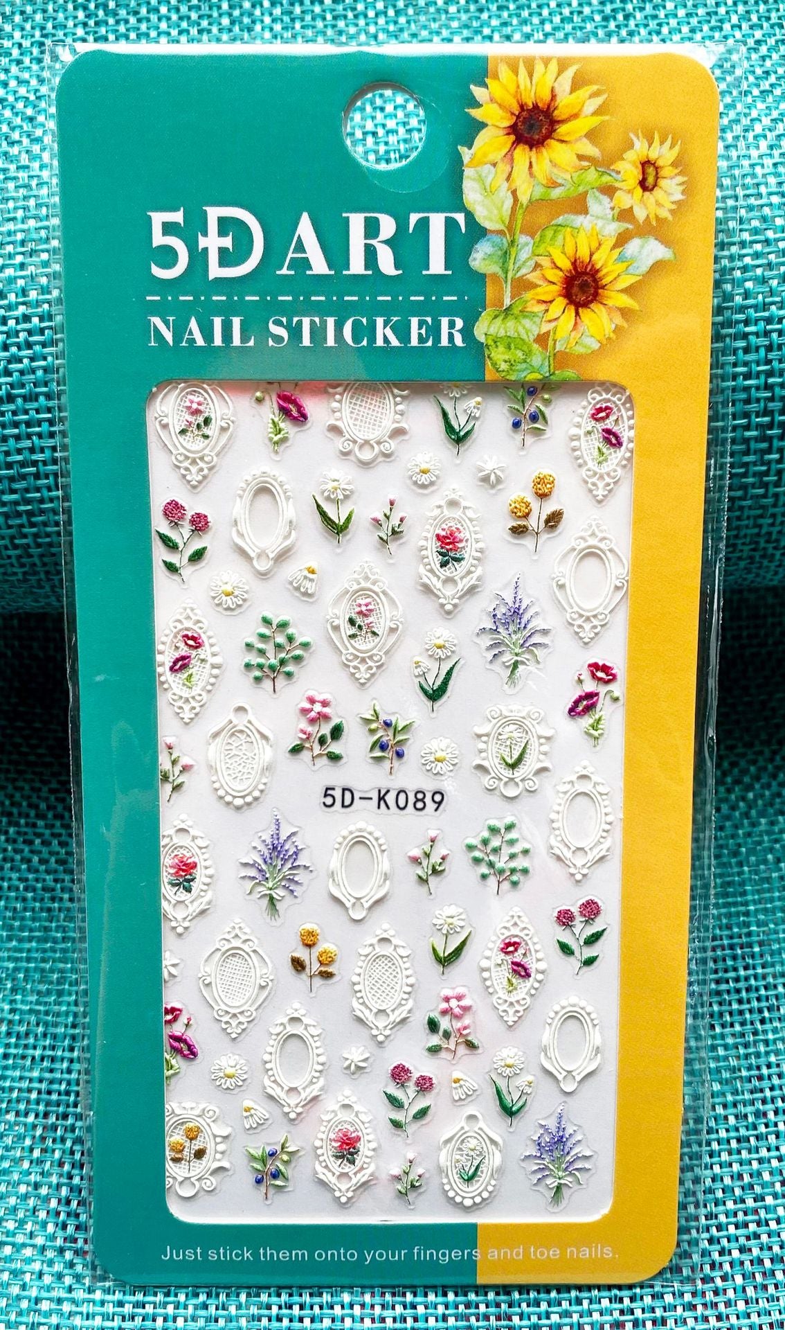 5D Art Embossed Nail Sticker Plaid Nail Sticker Three-dimensional Bow Nail Sticker Summer Nail Sticker