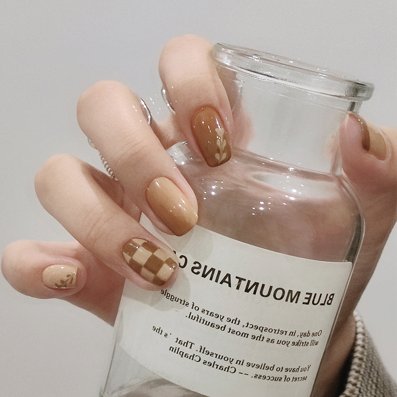 Beauty Nails Kurixiang Latte Pull Wearing Nail Nail Patch Nail Patch