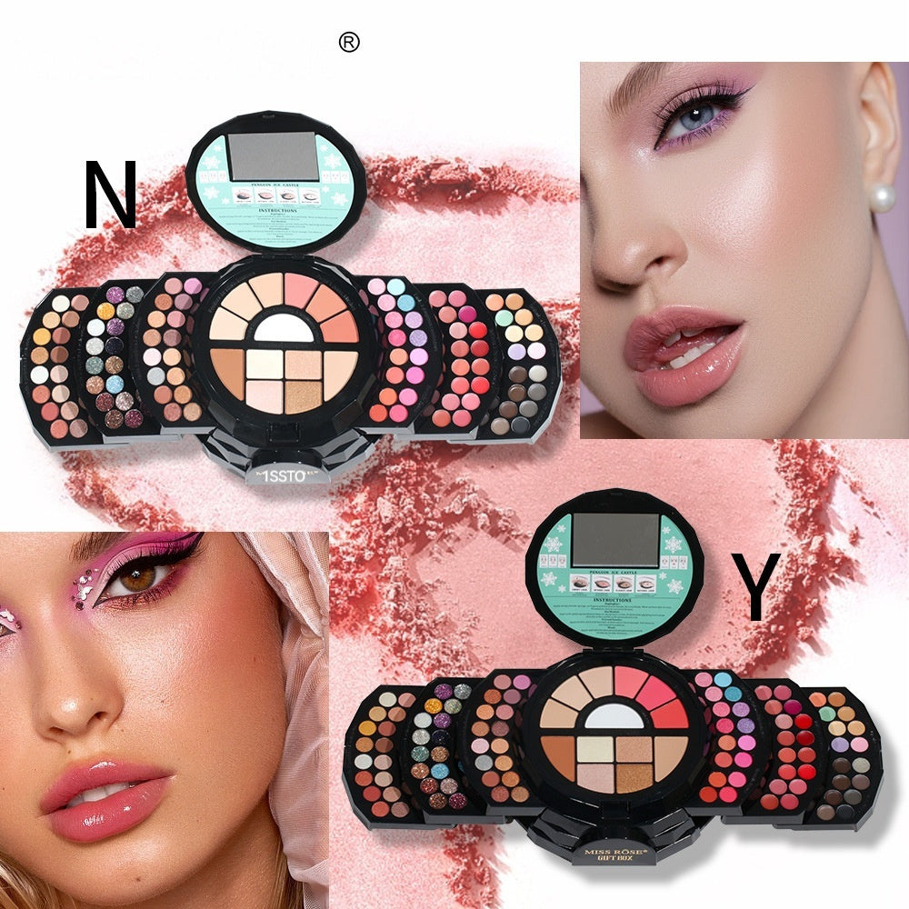 Issyettnns Makeup Palette Featuring Shimmering Eyeshadows Contouring Products Lipsticks And Matte Blush