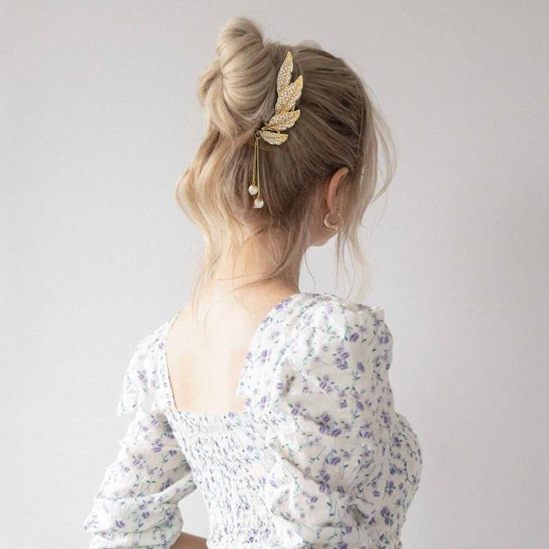 Coiled Hair Artifact Metal Tassel Hairpin Pearl