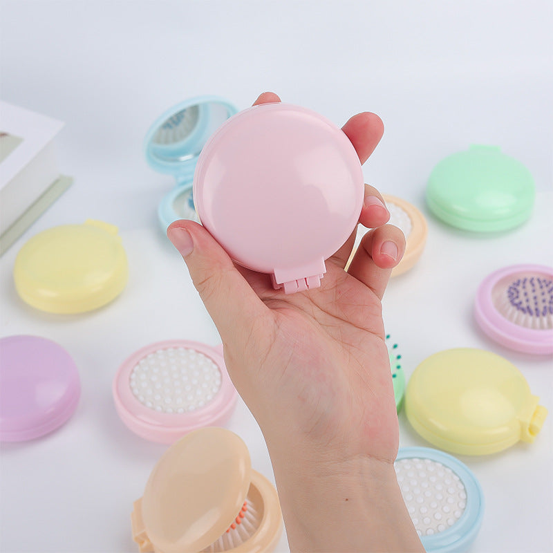 Plastic Portable Folding Comb Mirror Smooth Hair Without Knot