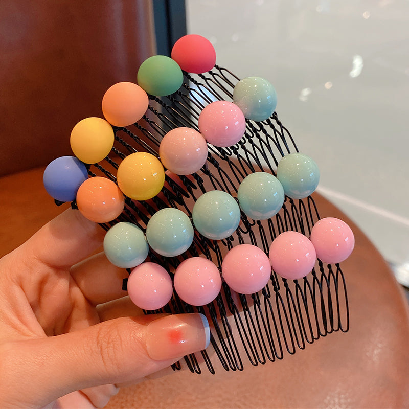 Summer Women's Candy Color Round Bean Hair Comb Organizer