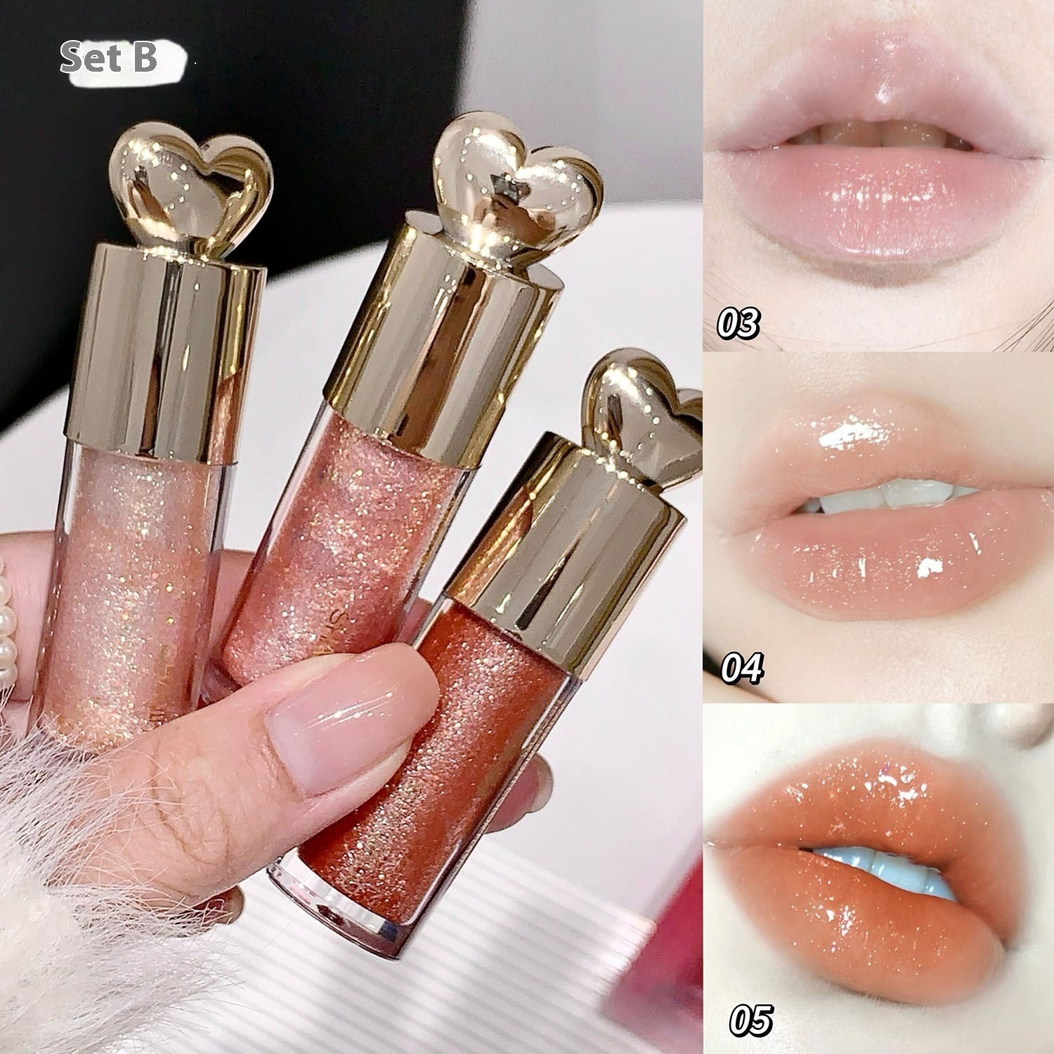 Moisturizing Bright Color Lip Gloss Love Thin And Glittering