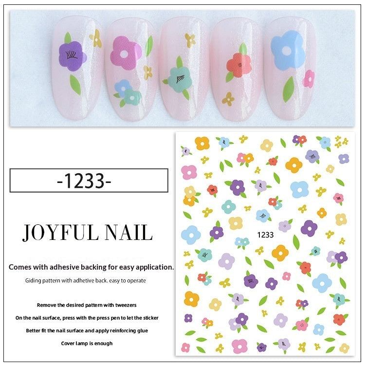 Joyful New Summer Nail Stickers Featuring Flower And Peach Designs